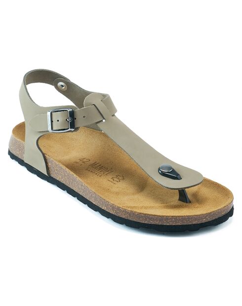 Sandales en Velours de Cuir Leon grises