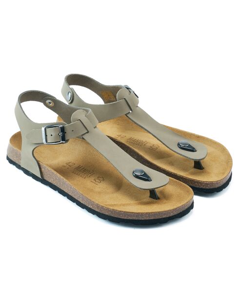 Sandales en Velours de Cuir Leon grises
