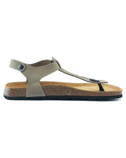 Sandales en Velours de Cuir Leon grises