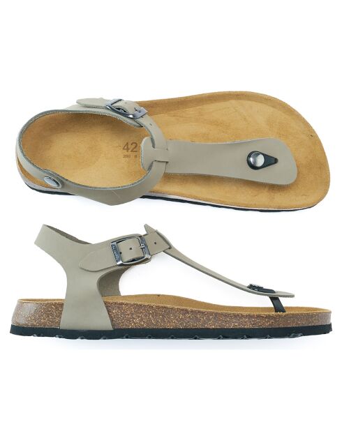 Sandales en Velours de Cuir Leon grises
