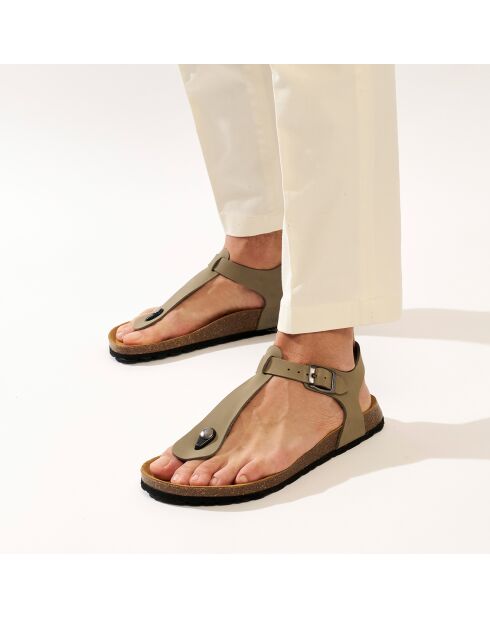 Sandales en Velours de Cuir Leon grises