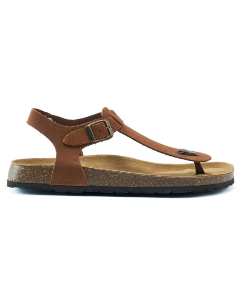 Sandales en Velours de Cuir Leon marron