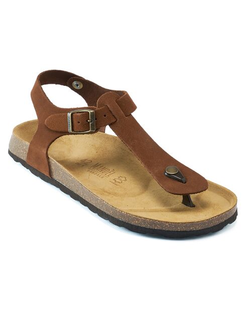 Sandales en Velours de Cuir Leon marron