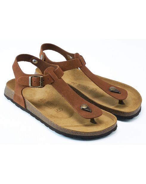 Sandales en Velours de Cuir Leon marron