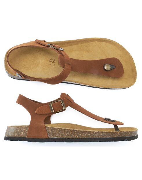 Sandales en Velours de Cuir Leon marron