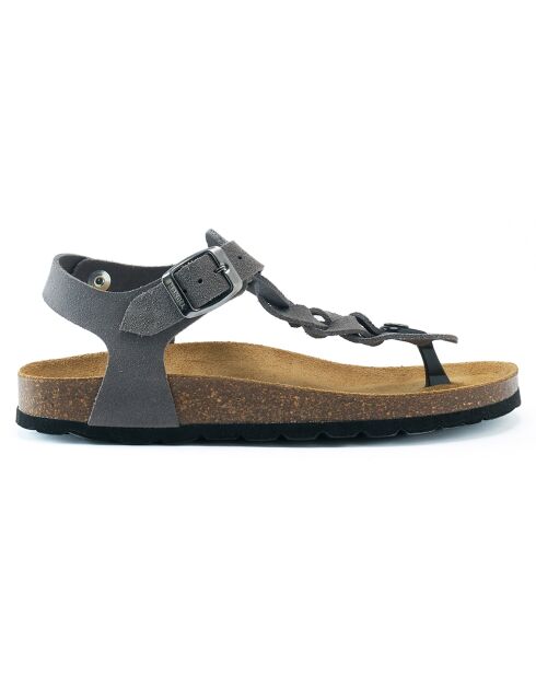Sandales en Velours de Cuir Aida grises