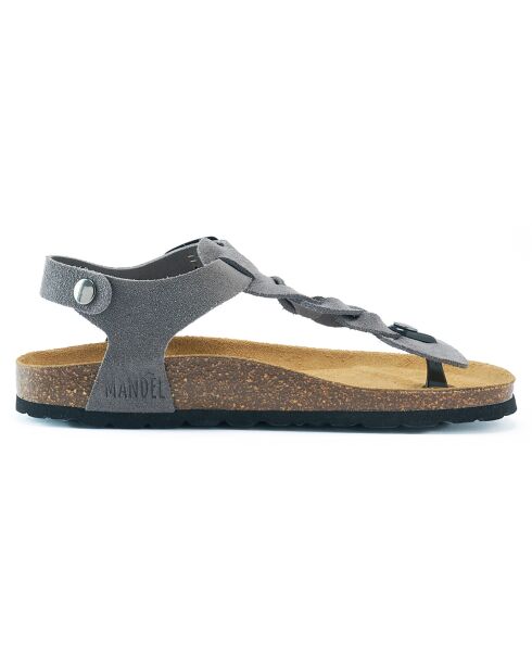 Sandales en Velours de Cuir Aida grises