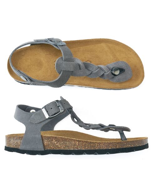 Sandales en Velours de Cuir Aida grises