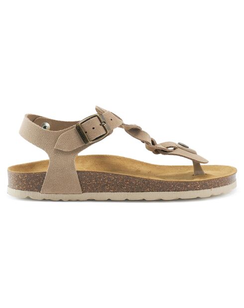 Sandales en Velours de Cuir Aida taupe