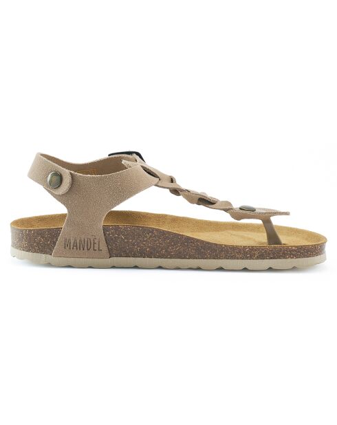 Sandales en Velours de Cuir Aida taupe