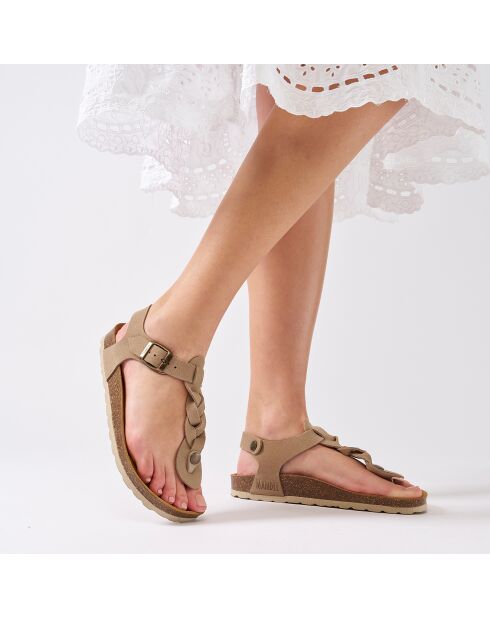 Sandales en Velours de Cuir Aida taupe