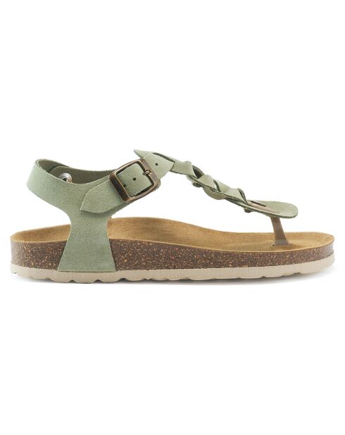 Sandales en Velours de Cuir Aida vertes