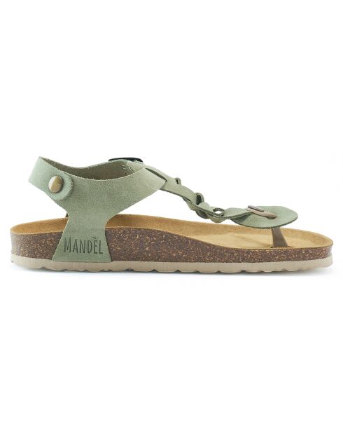Sandales en Velours de Cuir Aida vertes