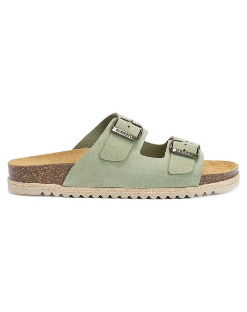 Mules en Velours de Cuir Alberto vertes