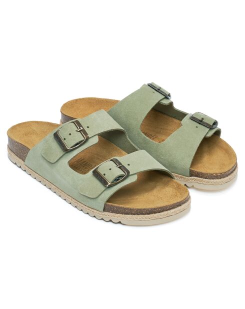 Mules en Velours de Cuir Alberto vertes