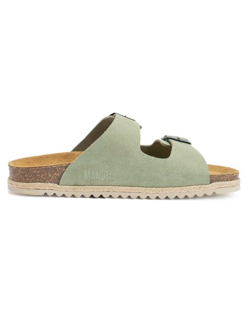 Mules en Velours de Cuir Alberto vertes