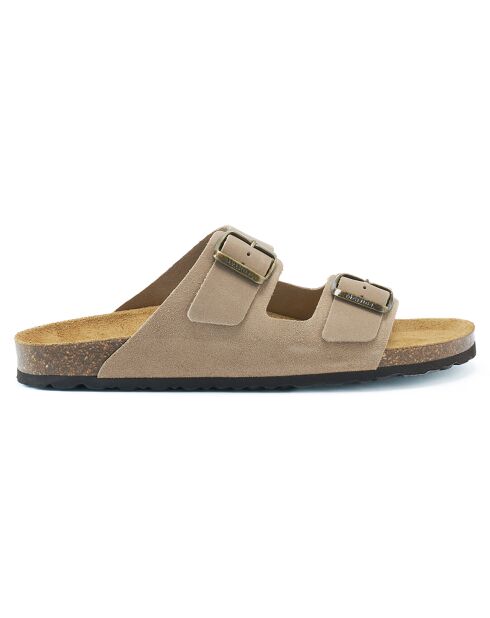 Mules en Velours de Cuir Alberto taupe