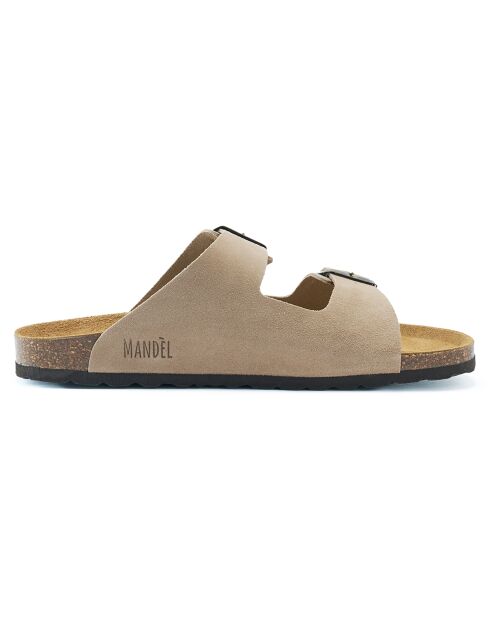 Mules en Velours de Cuir Alberto taupe