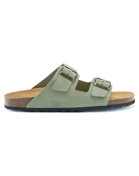 Mules en Velours de Cuir Alberto vertes