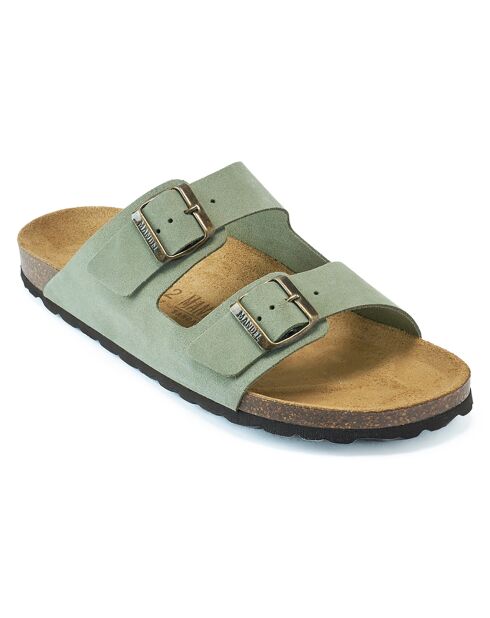 Mules en Velours de Cuir Alberto vertes