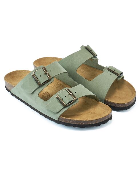 Mules en Velours de Cuir Alberto vertes