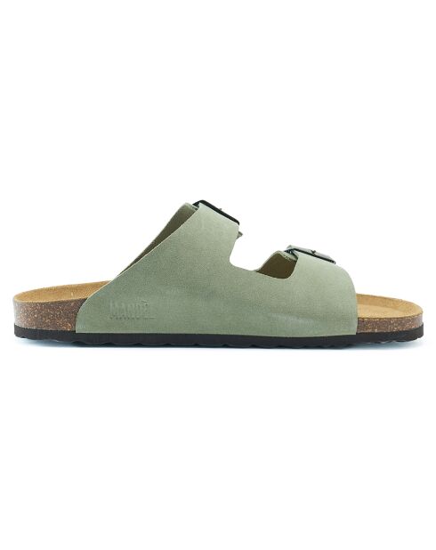 Mules en Velours de Cuir Alberto vertes