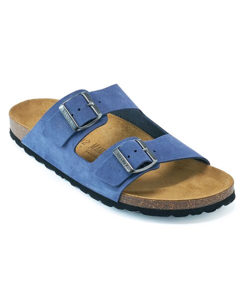 Mules en Velours de Cuir Alberto denim