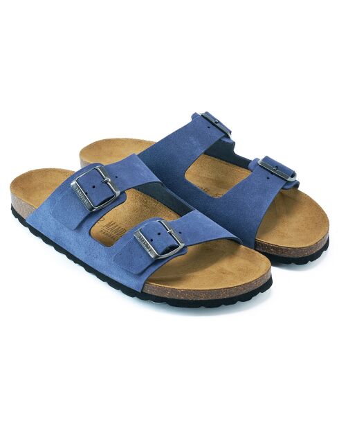Mules en Velours de Cuir Alberto denim