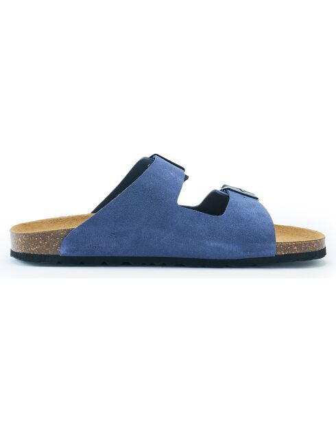 Mules en Velours de Cuir Alberto denim