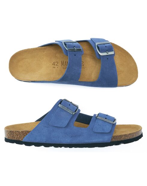 Mules en Velours de Cuir Alberto denim