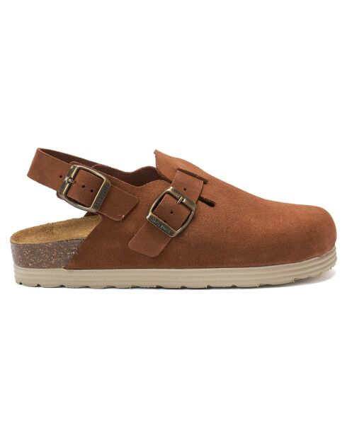 Sabots en Velours de Cuir Oscar marron
