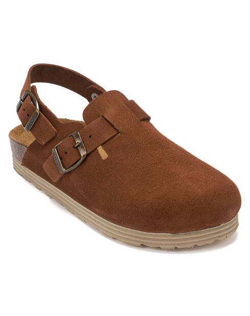 Sabots en Velours de Cuir Oscar marron