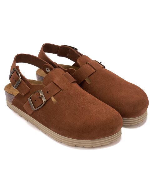 Sabots en Velours de Cuir Oscar marron