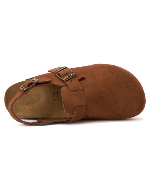 Sabots en Velours de Cuir Oscar marron