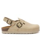 Sabots en Velours de Cuir Oscar beiges