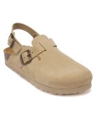 Sabots en Velours de Cuir Oscar beiges
