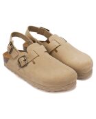 Sabots en Velours de Cuir Oscar beiges