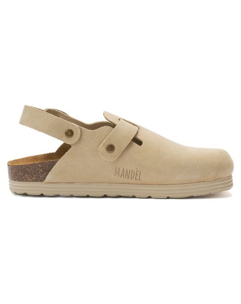 Oscar beige fluwelen leren klompen