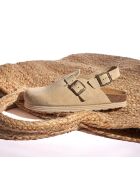 Sabots en Velours de Cuir Oscar beiges