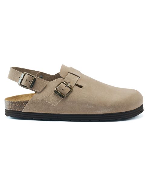 Sabots en Velours de Cuir Oscar taupe