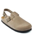 Sabots en Velours de Cuir Oscar taupe