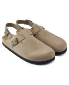 Sabots en Velours de Cuir Oscar taupe