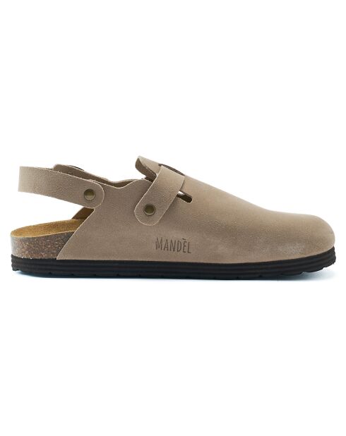 Sabots en Velours de Cuir Oscar taupe