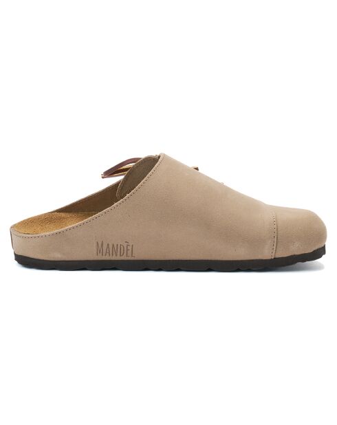Sabots en Velours de Cuir Ester taupe