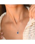 Pendentif Soleil Bleu Saphir 1.5 ct & Topazes blanches 0,2 ct or blanc