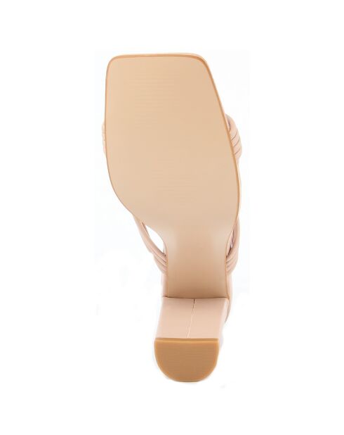 Mules à talon Parme beiges- Talon 7 cm