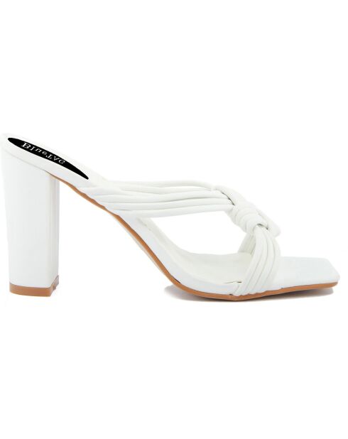 Mules à talon Parme blanches - Talon 7 cm