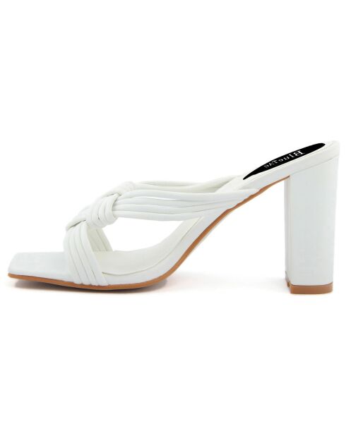 Mules à talon Parme blanches - Talon 7 cm