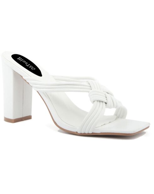 Mules à talon Parme blanches - Talon 7 cm