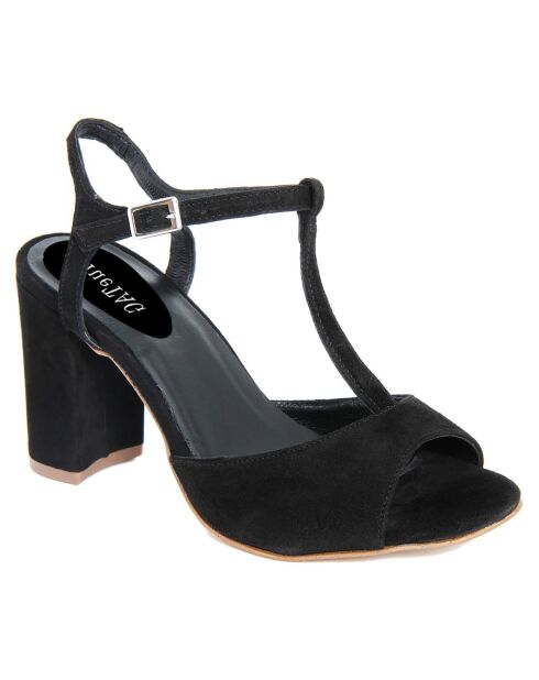 Sandales à talon Perouse noires  - Talon 9 cm